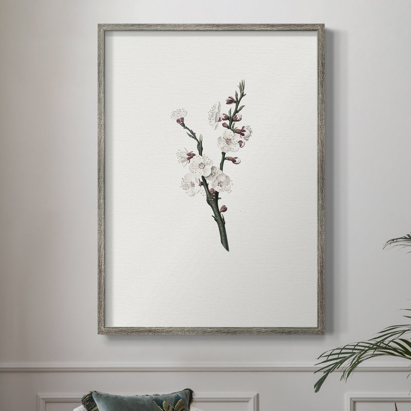 Impression florale vintage encadrée CLxxxiv - bois massif, H 30 po x l 24 po