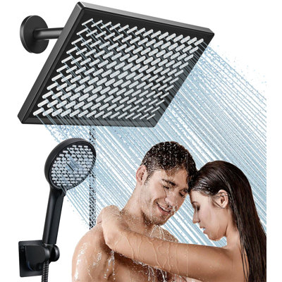 11.8-Inch Dual Rainfall Shower System With 6-Spray Handheld & Wide Coverage