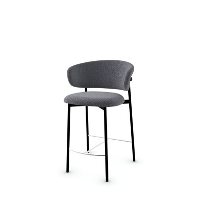Oleandro Upholstered Stool with Rounded Back and Metal Frame