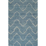 Hand Tufted Wool Geometric Area Rug in Blue