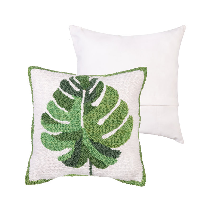 Monstera Leaf Indoor/Outdoor Hooked Throw Pillow