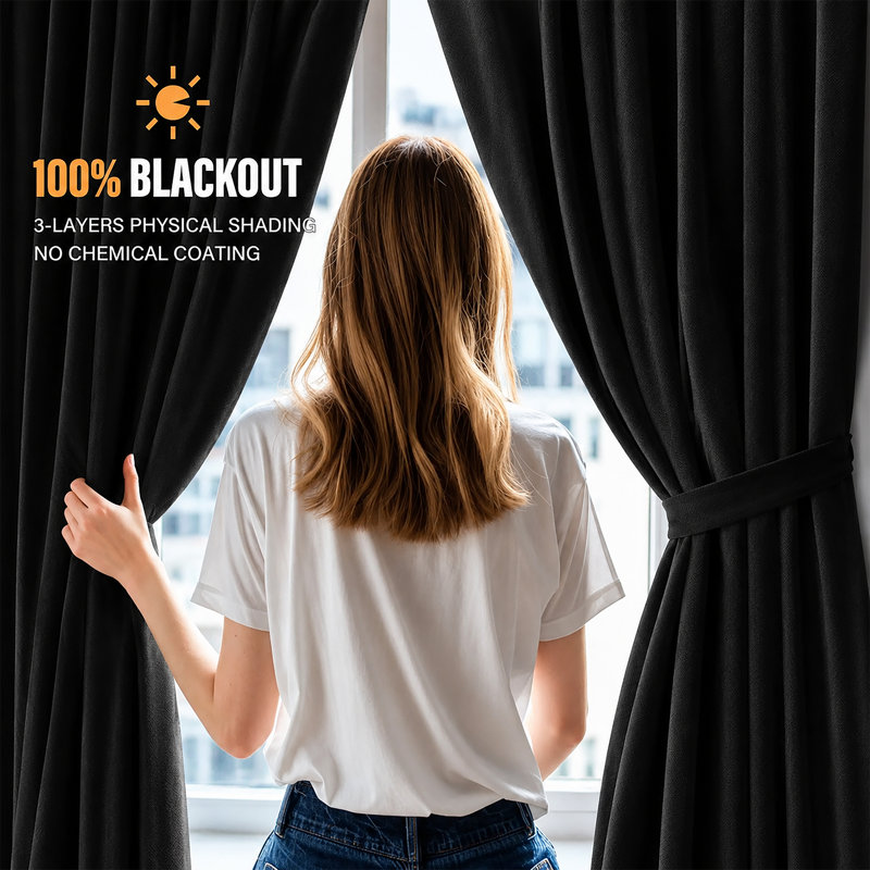 100% Polyester Blackout Pencil Pleat Room Darkening Curtains (Set of 2), CREAM, 168x228