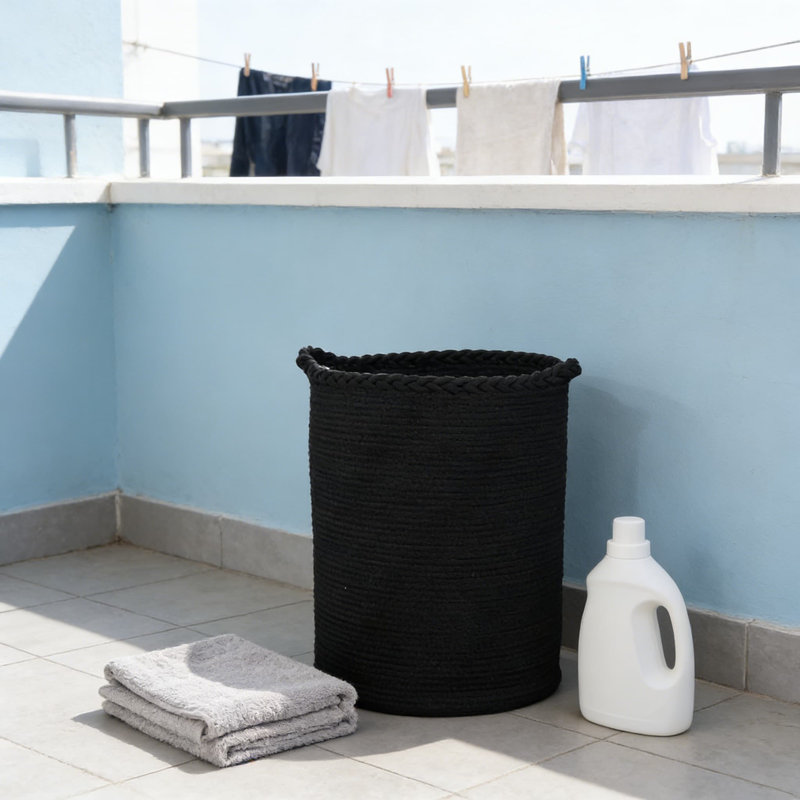 Large Woven Laundry Basket With Handles, 58L Cotton Storage Hamper For Blankets, Clothes, Toys, And Pillows, Breathable And Sturdy Home Organization Bin