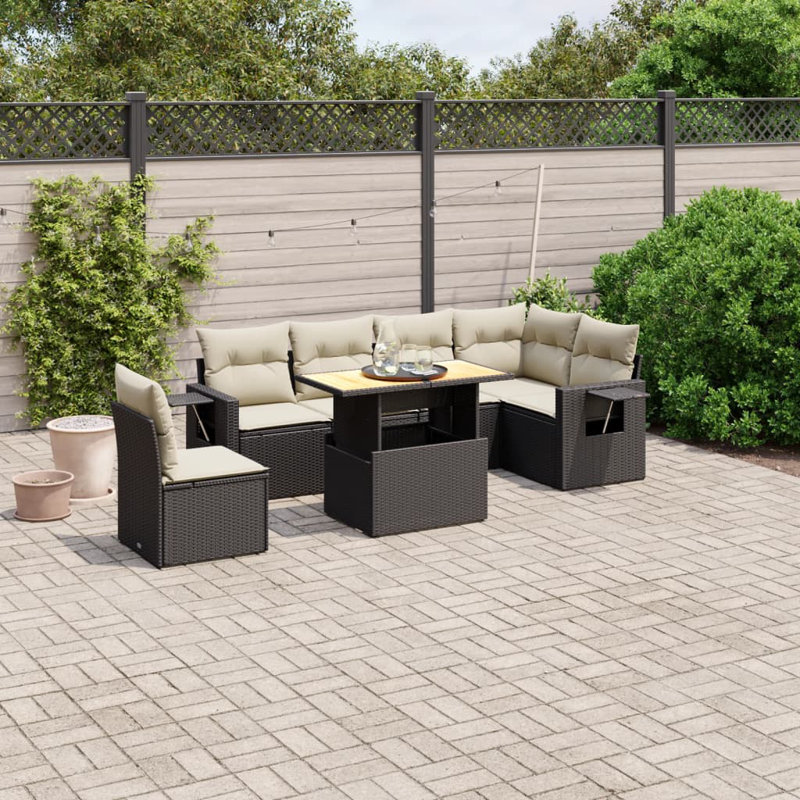 Vidaxl Garden Sofa Set  PE Rattan Large Adjustable Armrests