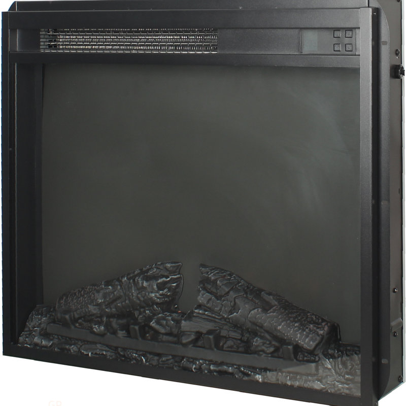 Foyer électrique encastrable 23 po, radiateur ultra-mince avec ensemble de bûches et flamme réaliste, télécommande avec minuterie, protection contre la surchauffe