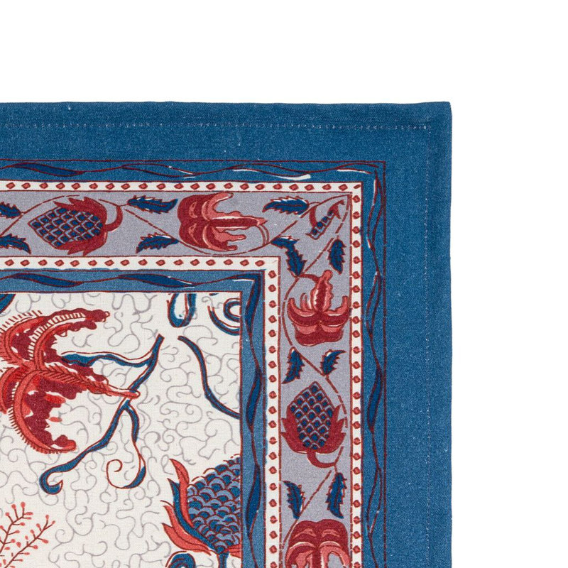 Fleurs Des Indes Rectangle Placemats, Blue/Red