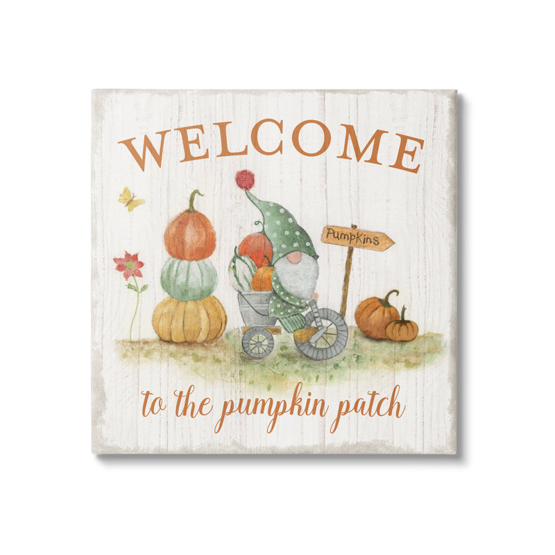 " Welcome Pumpkin Patch Gnome " by Tava Studios, 36" H x 36" W x 1.5" D