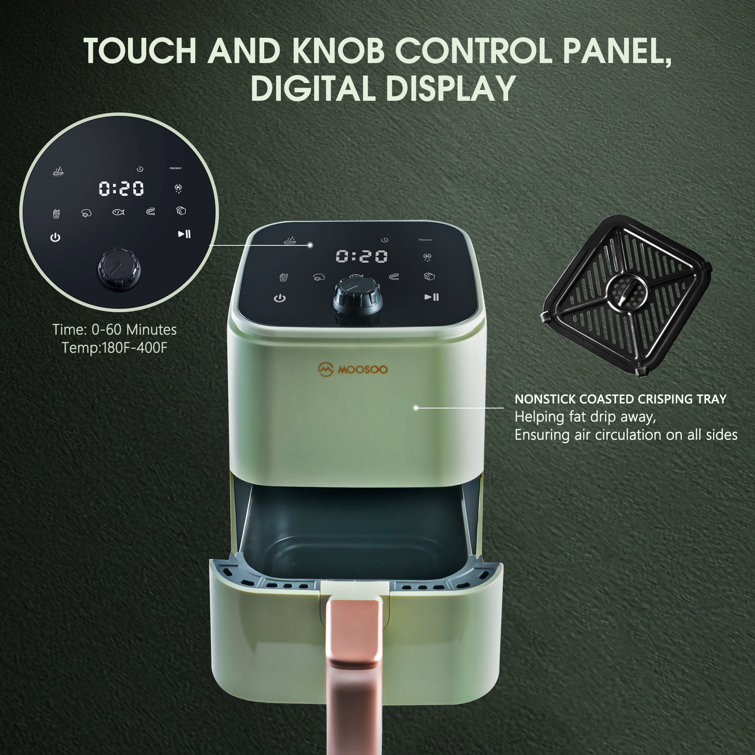 MOOSOO New Mini Small Air Fryer 2 Quart, Temp/Time Dial Control with Air  Fryer Cookbook & 50pcs Paper Liner