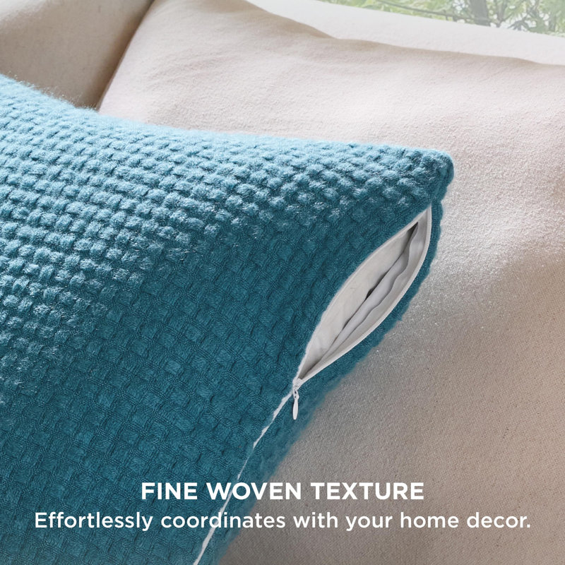Housses de coussin en jacquard à carreaux, Bleu clair