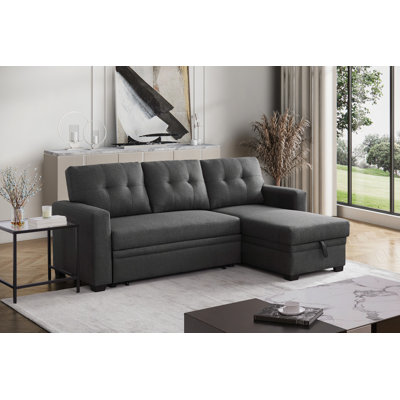 Convertible Upholstered Sectional Sofa With Pull-Out Chaise