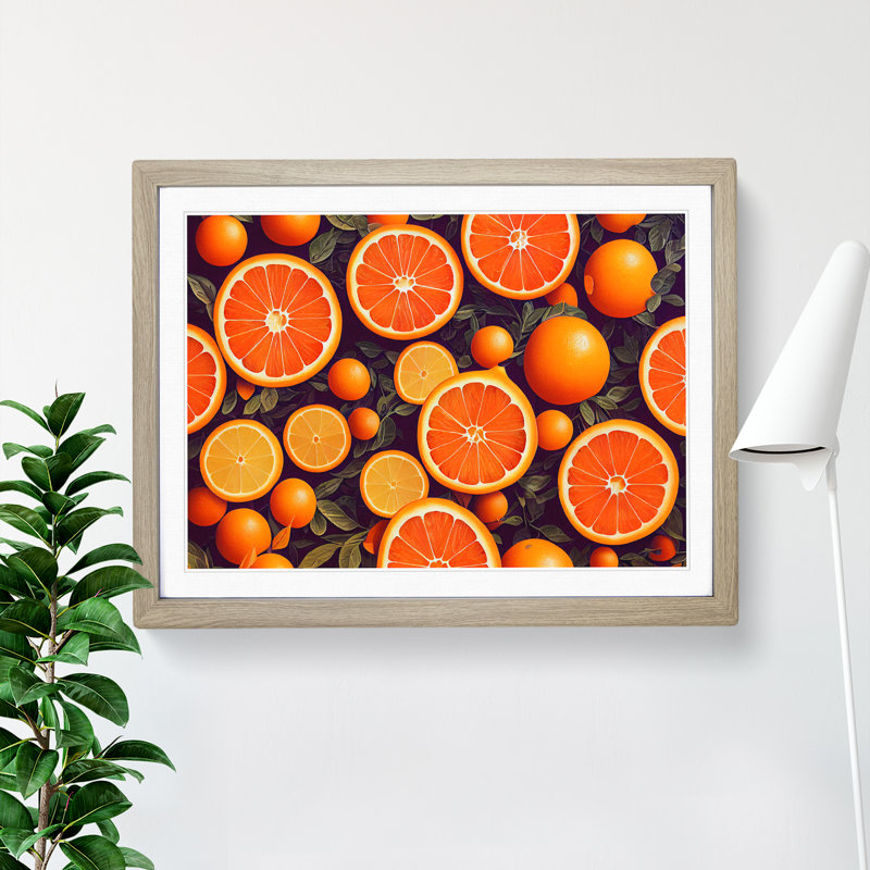 Sliced Orange Fruit - Framed Print, 46cm H x 64cm W x 2cm D, Oak