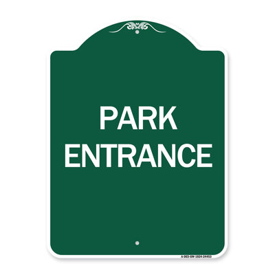 Enseigne Signmission Designer Series - entrée du parc | Enseigne architecturale en aluminium de gros calibre vert et blanc 18 po x 24 po | Protégez votre entreprise et votre commune | Fabriqué aux États-Unis