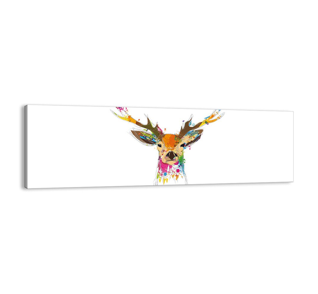 Leinwandbild - Grafikdruck „Gentle Deer Bathed in Colour”