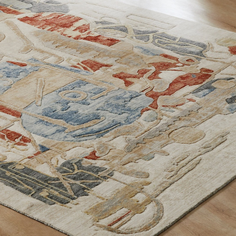 Studio Glyphs by Katie Merz Mist Multi Wool Handcrafted Area Rug, Rectangle 8'6" x 11'6"