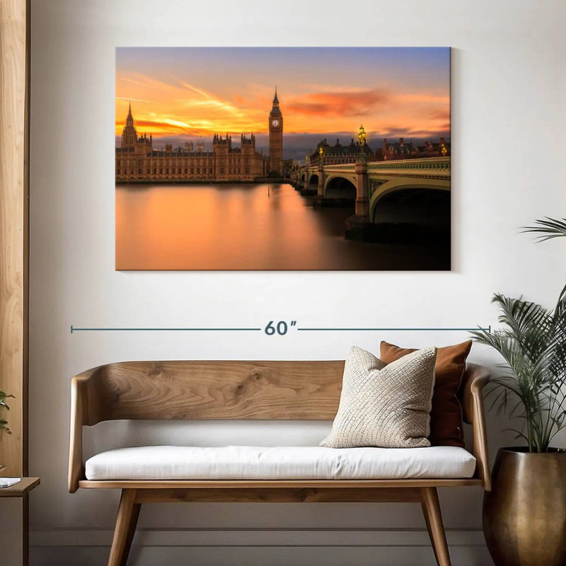 Sireci London, le long de la rivière Thames, H 32 po x l 48 po