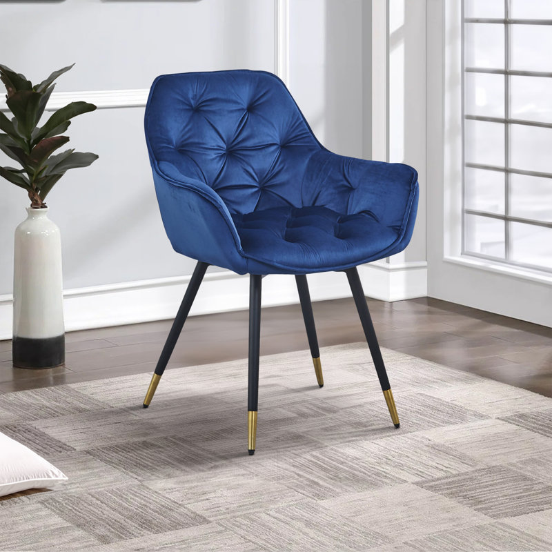 18'' H Tufted Velvet Armchair, Blue