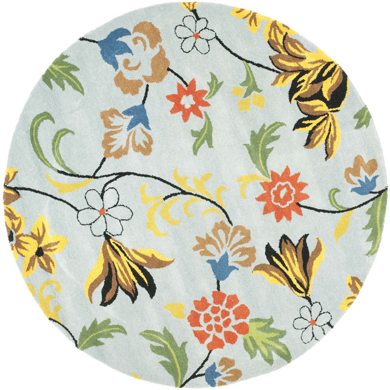 Soho Hand Tufted Wool And Viscose Floral Rug, Round 6'