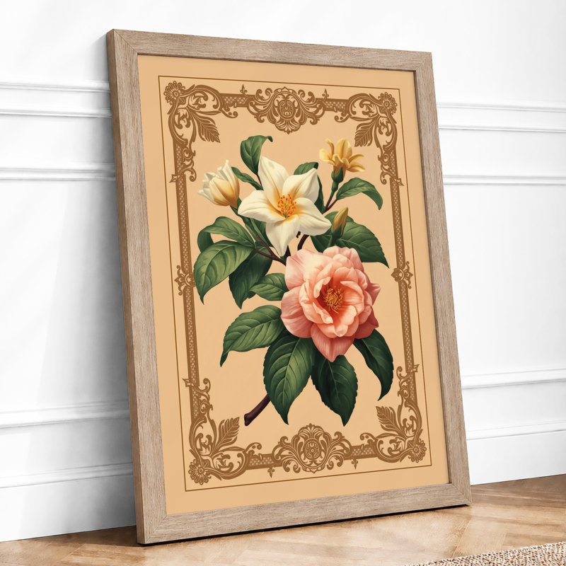 Study in Gold Botanical - Framed Print, A4 - 29.7 x 21.0 cm, Oak