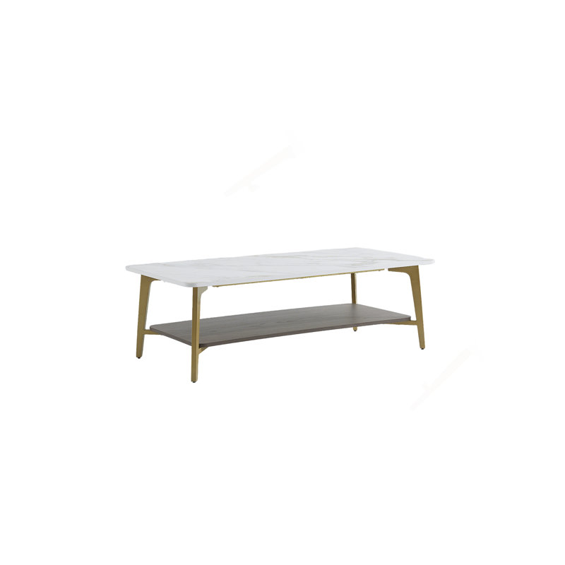 Coffee Table Rectangular Center Table For Living Room Open Space Side Table With Metal Frame