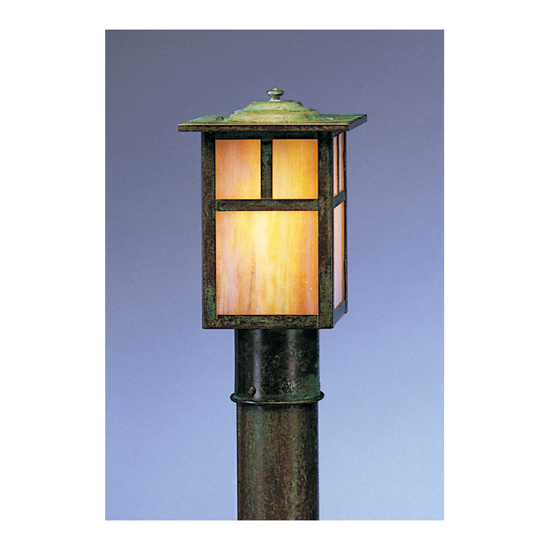 Mission 1 - Light Lantern Head, 8.5” H x 6" W / T - Bar, Frosted, Rustic Brown