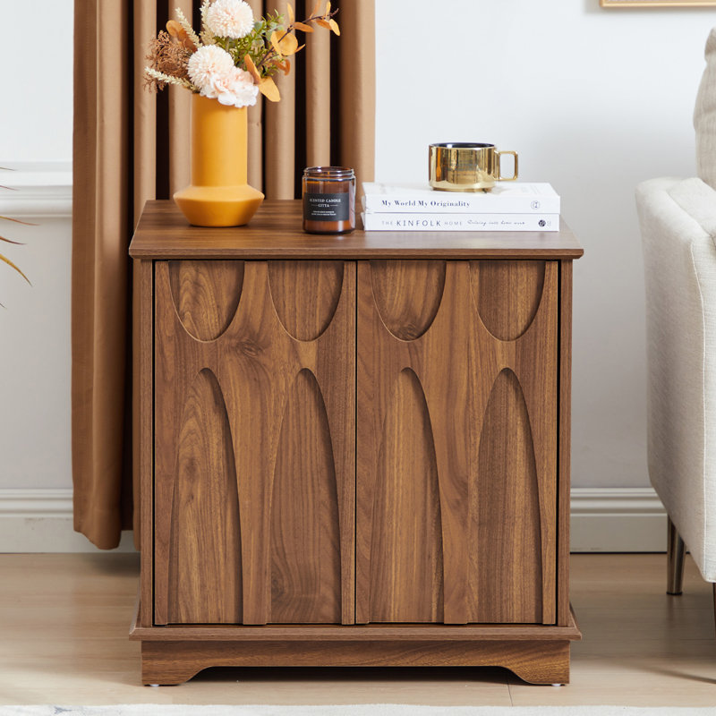 23.6" End Table with Storage, Brown