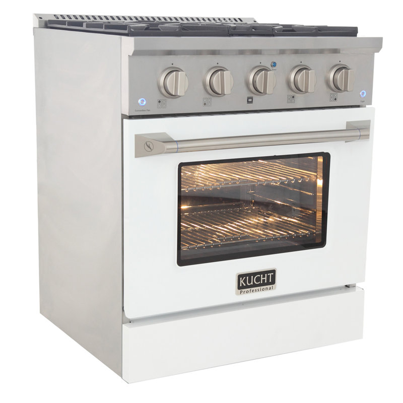 Kucht 30'' W Dual Fuel Free Standing Range, White, Natural Gas
