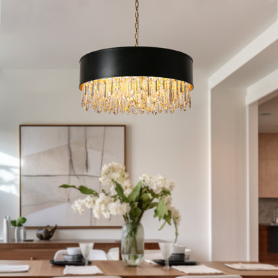 Jocsan 9 - Light Dimmable Drum Chandelier with Crystal Accents