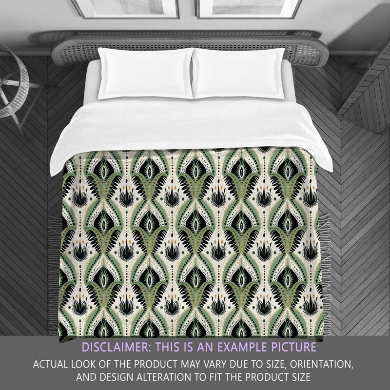 Pacchiana Green White Geometric Shapes Comforter, Twin Comforter