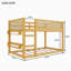 Lit superposé simple au-dessus d'un lit simple avec tablettes de rangement, lit superposé bas avec garde-corps en rotin, naturel-596845988