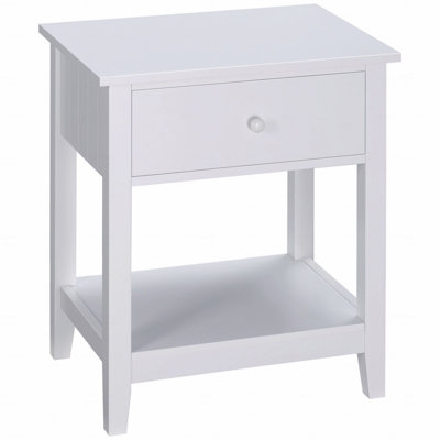 End Table, 2-Tier Side Table With Drawer And Storage Shelf, Modern Beside Table