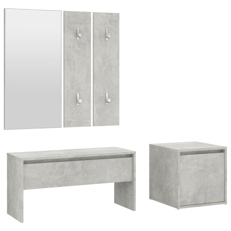Jojuan vidaXL Hallway Furniture Set Engineered Wood, Concrete Grey