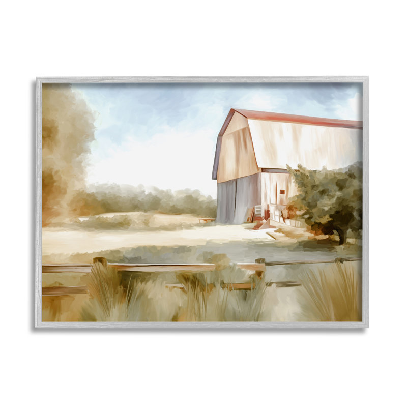 Gray Framed Barn in Rural Farmland Canvas Print, 20" x 16"