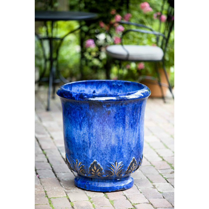 Ensemble de pots à fleurs 2 pièces en terre cuite, Bleu Riviera