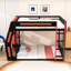 Lit superposé double en bois avec bande lumineuse, ports de charge et bureau-902928471