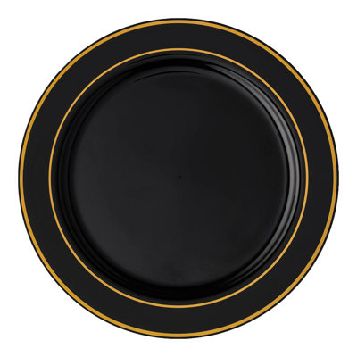 10.25" White With Rose Gold Round Edge Rim Plastic Dinner Plates (Service For 120)