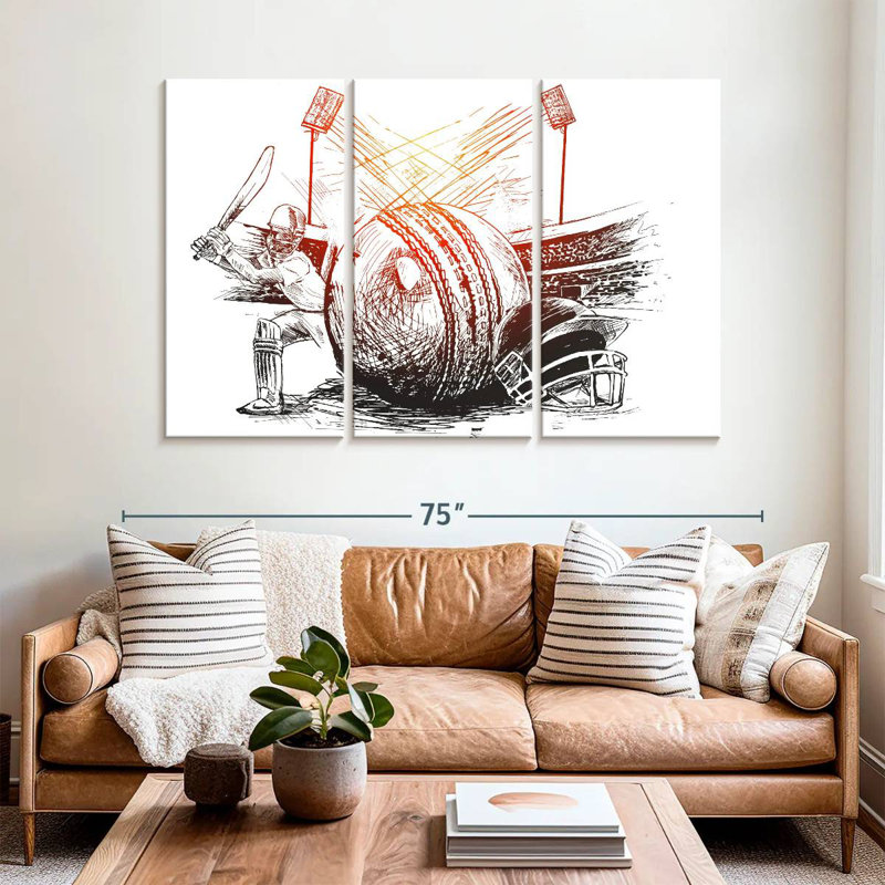 Sireci Cricket Game Abstract, 42" H x 65" W