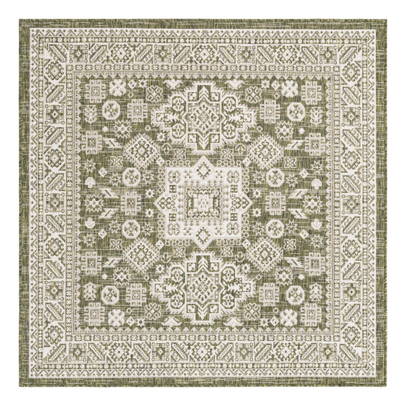 Anarsija Geometric Indoor / Outdoor Rug, Square 5'3"