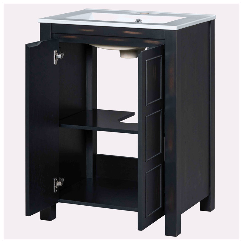 Meuble-lavabo simple 24 po avec plateau en céramique Bianchini