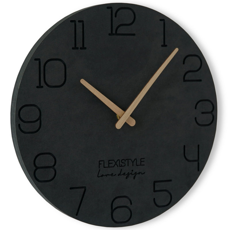 Eko Solid Wood Wall Clock, Matte Black