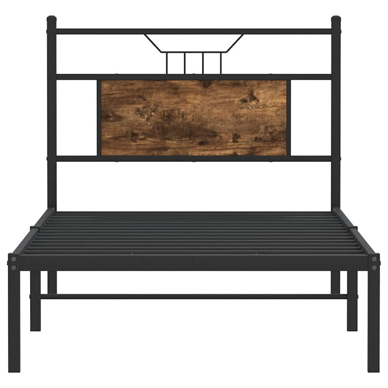 Bed Frame Without Mattress Engineered Wood, Smoked Oak, Small Single (2'6)