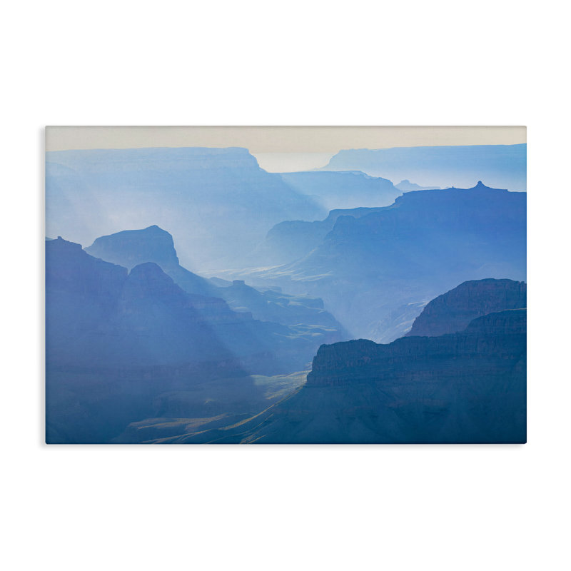 "Blue Sunlit Peaks", art mural sur toile par Marty Hulsebos, H 16 po x l 24 po