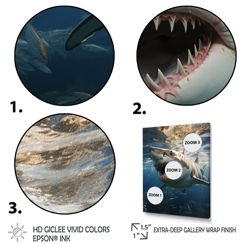 " Grey Blue Shark Elegance I ", Black Picture Frame, 20" H x 12" W x 1" D