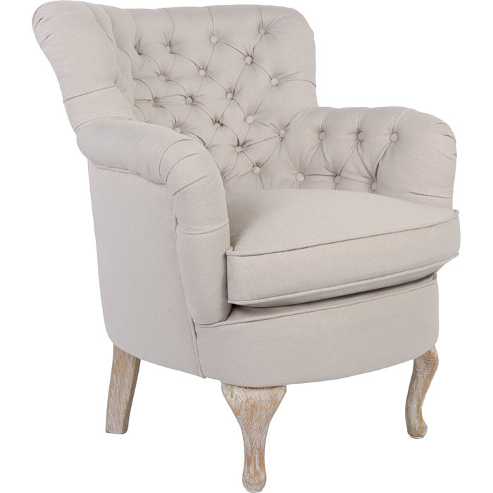 Chaise avec accoudoirs touffetée Mabel