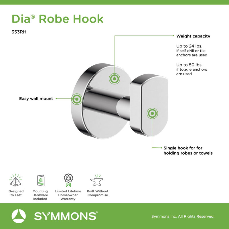 Dia 4 Piece Bath Accessory Hardware Set, Polished Chrome