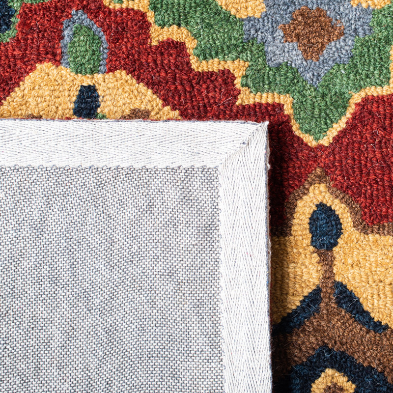 Tapis rouge / doré en laine touffeté à la main Gorou, Rectangle 9 pi x 12 pi