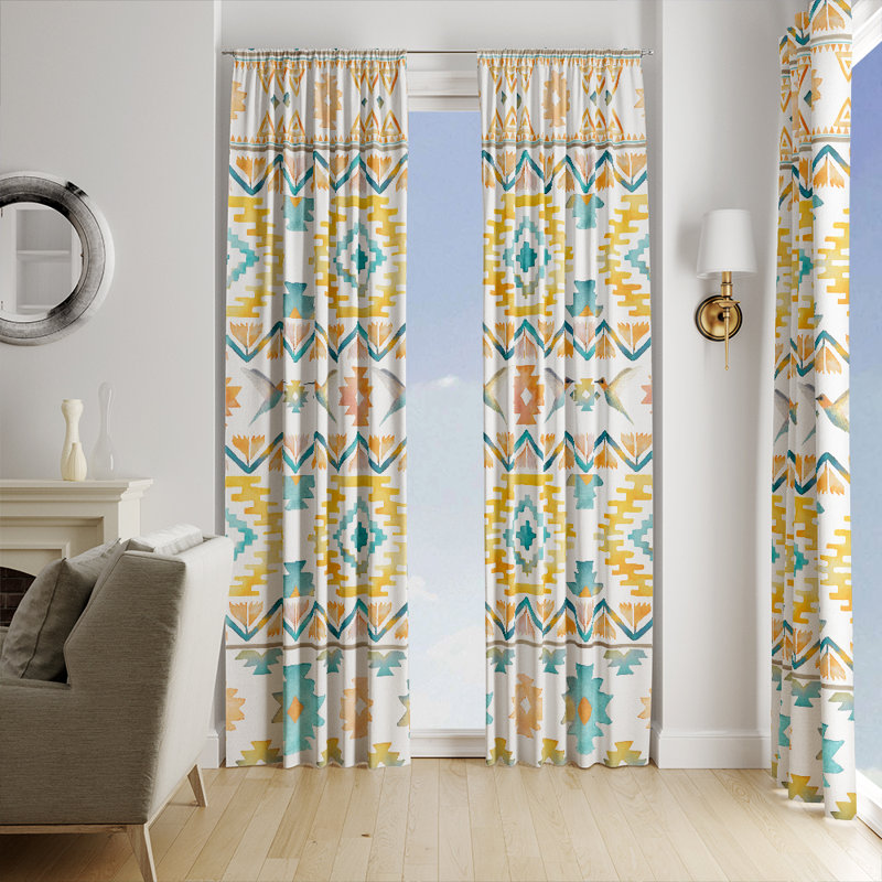 Panneaux de rideaux géométriques semi-transparents, L 20 po x L 52 po