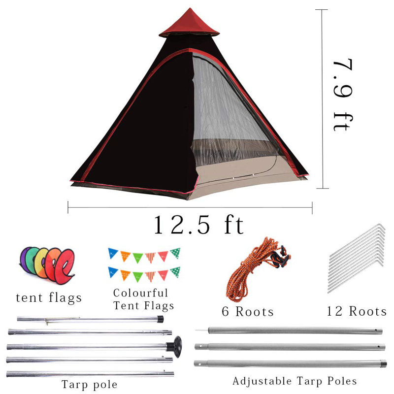 Tente de camping pour 6 personnes Dome, Noir