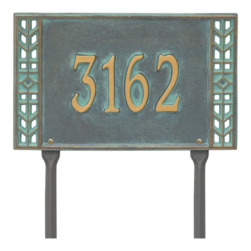 Boston Personalized Standard 1-Line Lawn Address Sign, Bronze/Verdigris, Yes