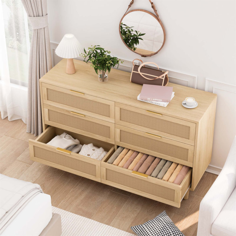Commode 6 tiroirs Acceent, H 29,53 po x l 59,06 po x P 15,75 po, Naturel