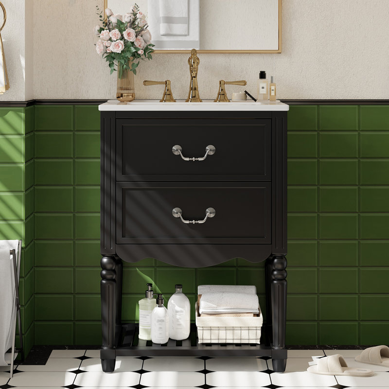 Ensemble de meuble-lavabo simple 34 po, Noir, Noir